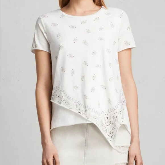 EUC All Saints XS Bandana Print Daisy Tee - Picture 1 of 7